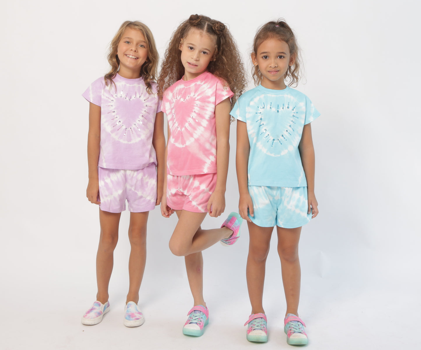 ๐ Tie-Dye Heart Cap Tee Short Set ๐