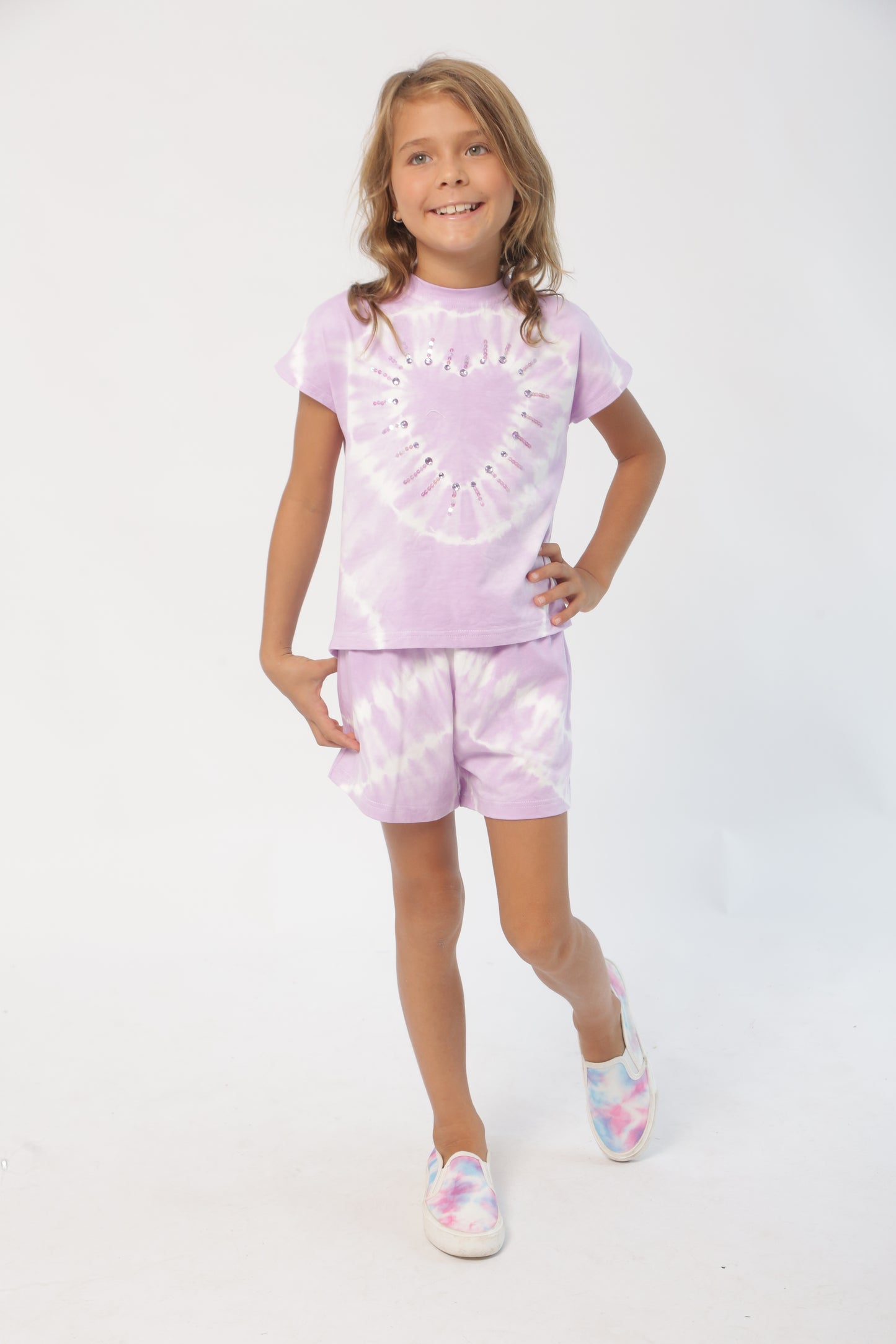 ๐ Tie-Dye Heart Cap Tee Short Set ๐