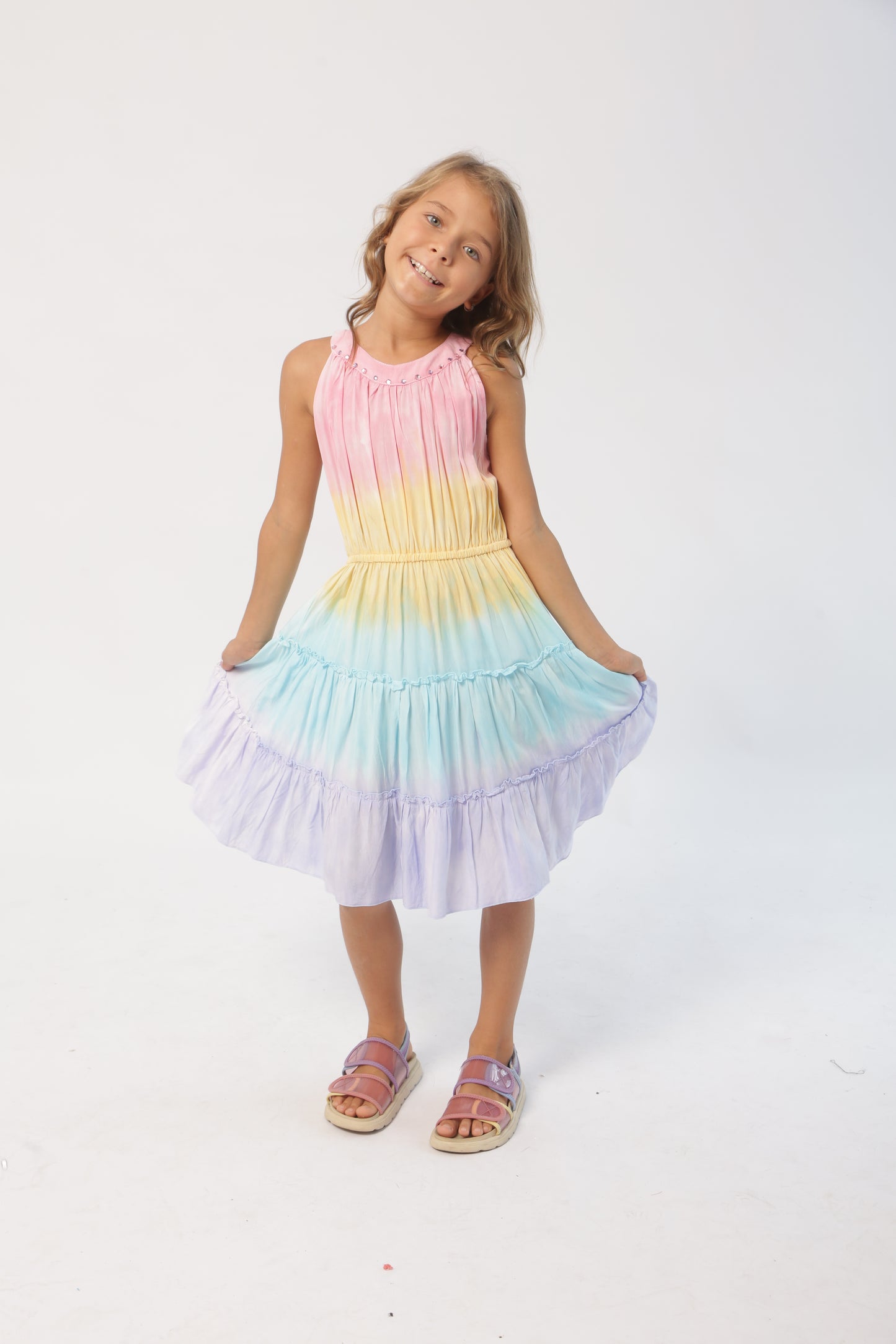 🌈 Naiomi Dress – Rainbow Ombre Whimsy ✨